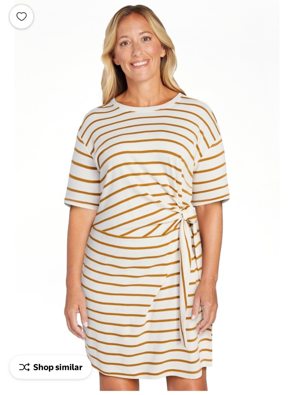 Terra & Sky White and Mustard Striped Tie-Waist Tunic
